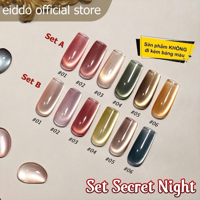 {Eiddo nails } Set 6 HŨ mắt mèo SECRET NIGHT 5ml - Set 6 hũ gel mắt mèo cực quang secret moonlight ánh trăng 5ml
