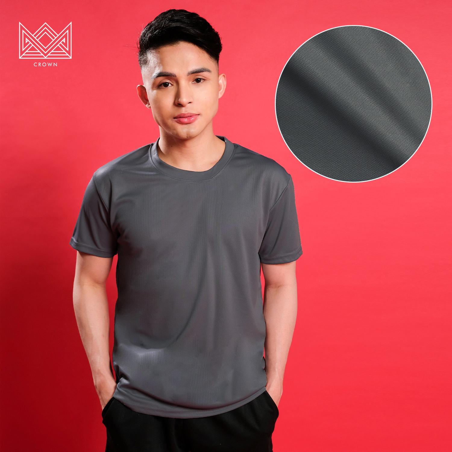 Crown Mens Drifit Round Neck Tshirt for Men Active Wear Quick Dry Sports Summer Tops Outfit Black_voghion.com