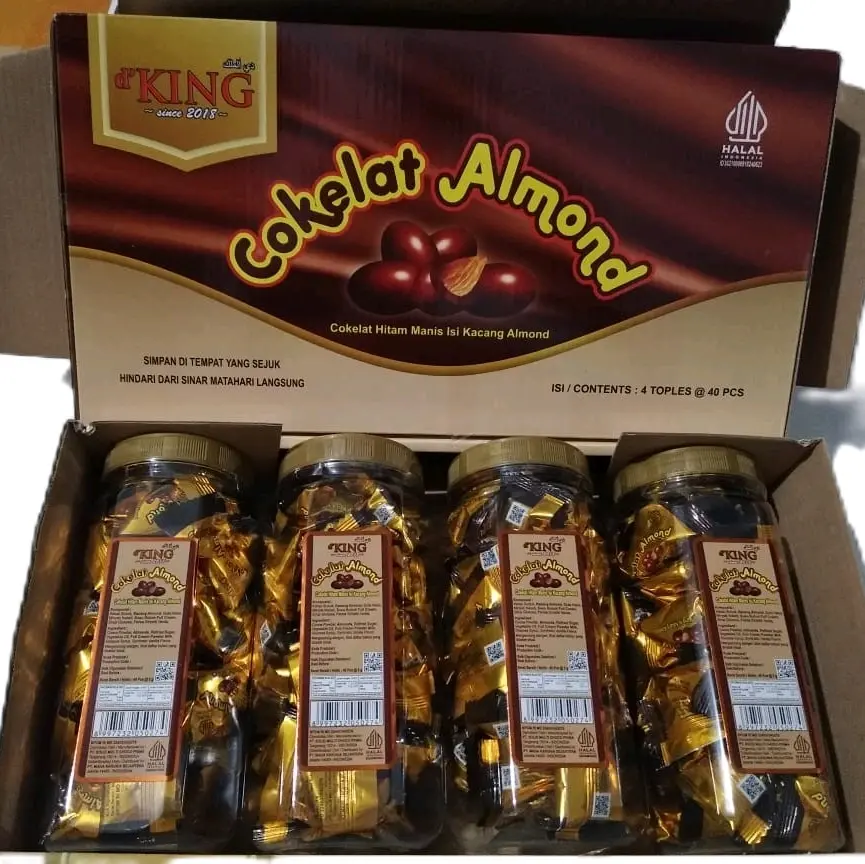 Coklat Almond D'KING 1 dus isi 4 toples Chocolate Food Snack