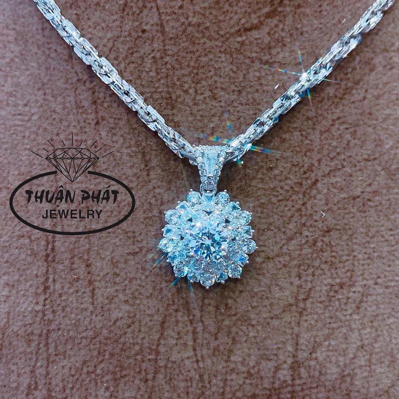 Phụ Kiện Dây Chuyền Xoắn Vuông 3li Kèm Mặt Hoa Mai M059 Cz Đeo Cổ Siêu Sang - Trang Sức Bạc Ý Xi Kim - Bạc Thuận Phát