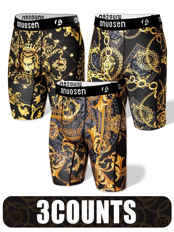 Men's All Over Print Boxer Brief, Street Fashion Comfy Breathable Underwear for Daily Wear, Men's Underwear Undergarments for All Seasons 0