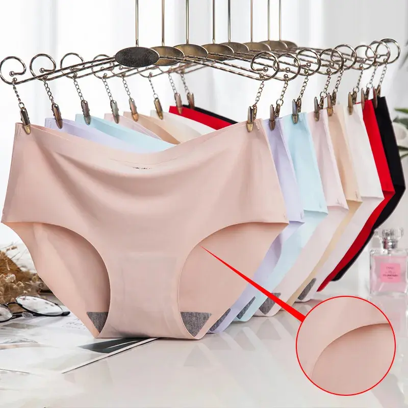Seluar Dalam Wanita, Bahan Sutera Ais, Rekaan Tidak Jejak, Gaya Cip, Bernafas, Pinggang, Seluar Segitiga Seksi, Untuk Wanita, YSM840 Dusty Pink