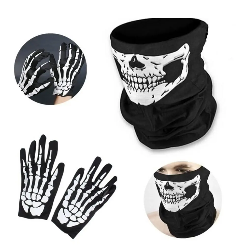 Mask Scary Skull Chin Mask Skeleton Ghost Gloves For Performances Parties Dress Up Festivals M9V6