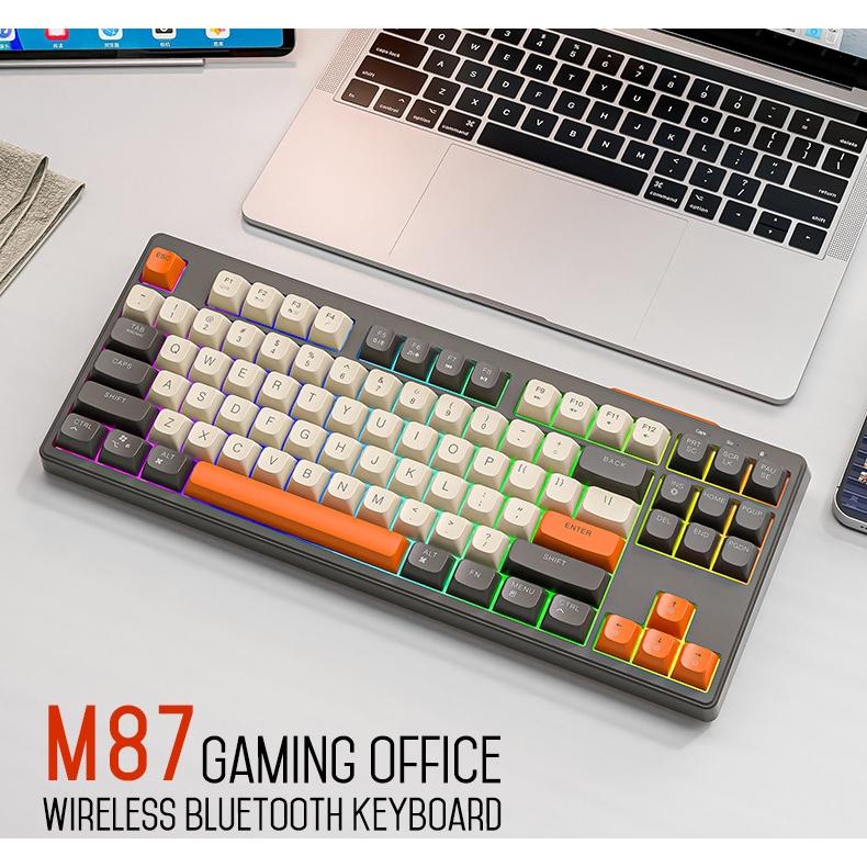Bàn phím không dây Bluetooth M87 - Led Rainbow - Pin Sạc - Phím PBT bàn  phím