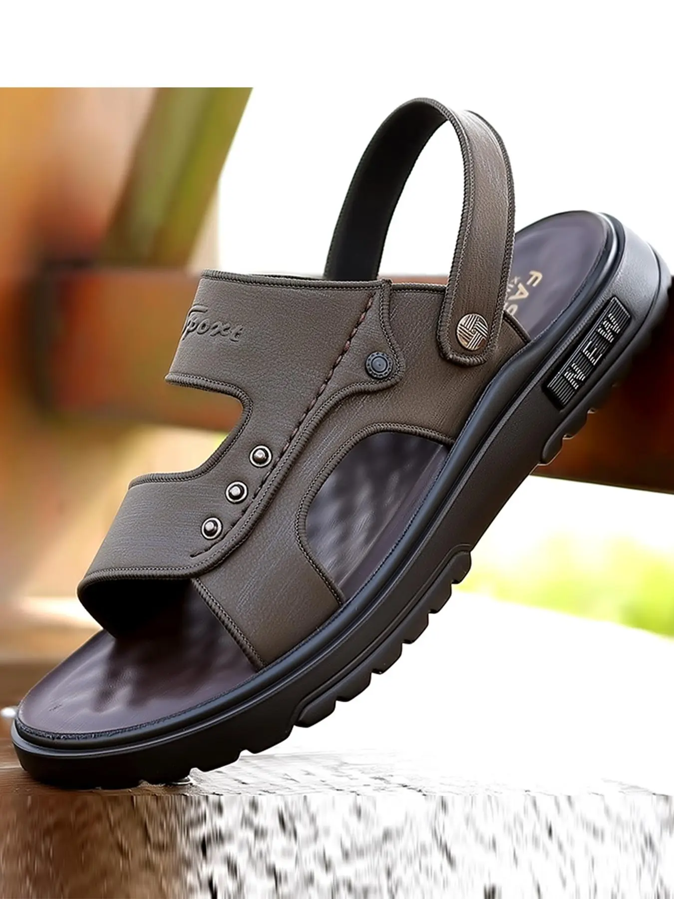 Men's Fashionable Letter Label Design Slip on Sandals, Casual Comfortable Soft Sole Sandals for Summer Beach Shoes, Male All-match Shoes for Daily Wear