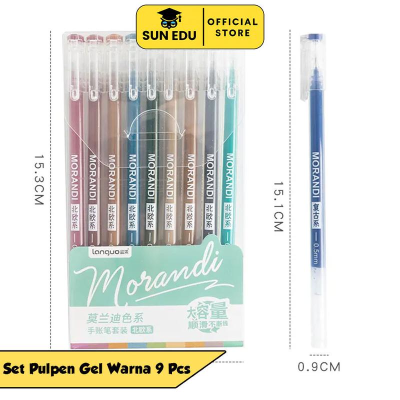 Product Introduction of 9 PCS Gel pen set colors/ Colorful pulpen warna cute morandi Tinta Stationery Tipe UK tipe  x  kertas 4