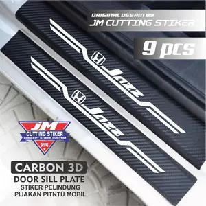 9pcs stiker sill plate mobil honda jazz stiker carbon 3d pelindung pijakan kaki