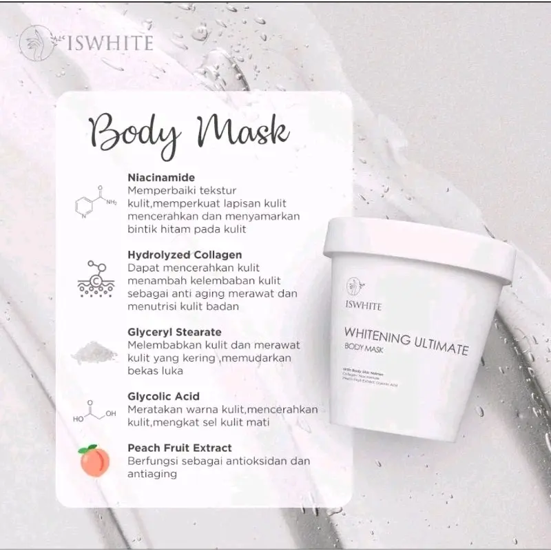 [UK 70gr & 200gr] ISWHITE MASKER BADAN BODY MASK WHITENING ULTIMATE Mencerahkan Tubuh 1