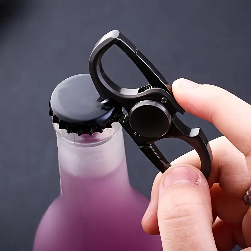 Creative Durable Stainless Steel Keychain, Multifunction Spinning Top Gyro Design Key Ring, Portable Bottle Opener, Universal Car Interior Accessories 2