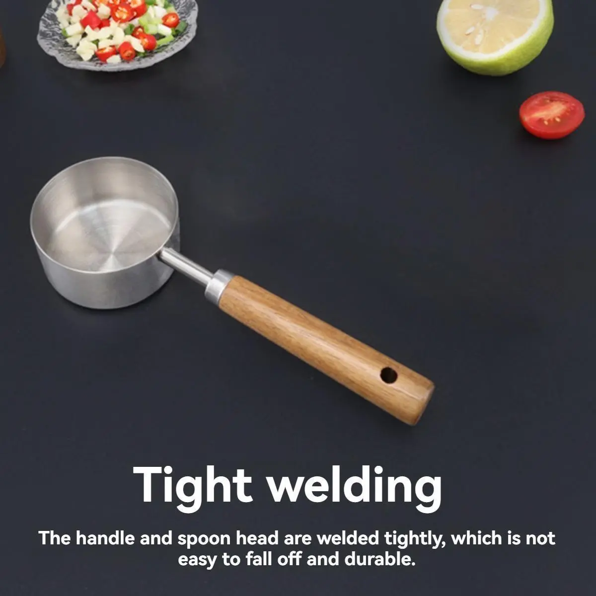 Kitchen Stainless Steel Measuring Spoon Coffee Bean Spoon With Wooden Handle Measuring Spoon Measuring Tool Spoon Kitchen Utensils 30Ml