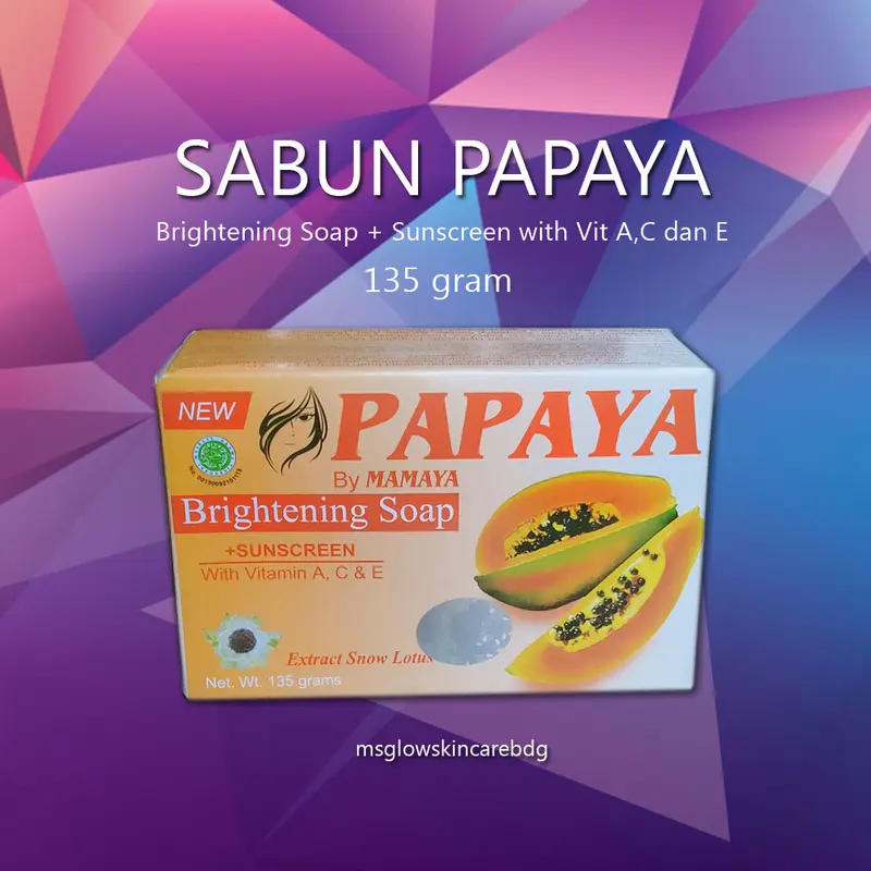 Sabun Papaya By Mamaya Sabun Pemutih Kulit Wajah Cerah Glowing 135 gram Tubuh Vitamin 0