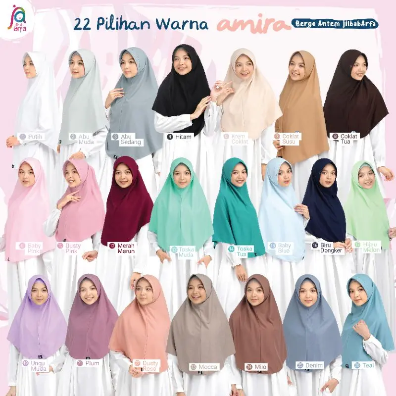 Jilbab Afra Arfa Amira Mocca Bergo Instan Remaja Pet Antem Bahan Kaos Premium Panjang Muslim 1
