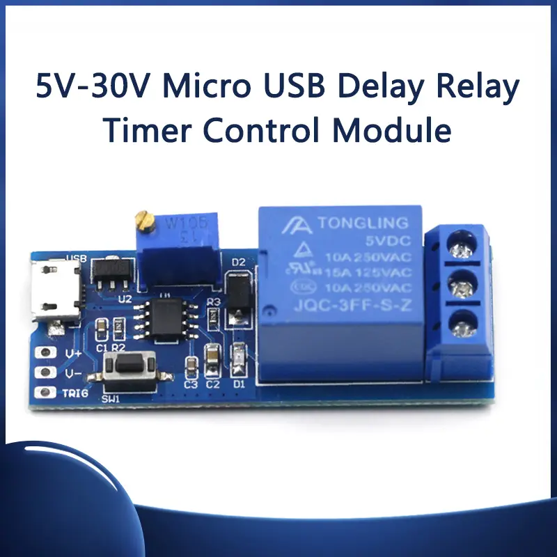 5V-30V Micro USB Delay Relay Timer Control Module Adjustable Trigger Switch With Delay Function