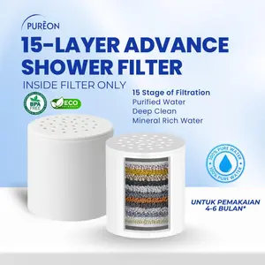 PURẼON Refill Shower Filter 15 Layer (Inside Filter Only) | Filter Air Mandi Anti Klorin | Untuk Kulit Sensitif & Skincare