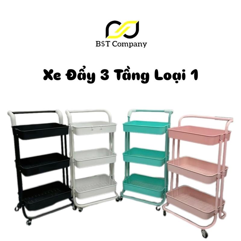 XE NHỰA Đẩy Đa Năng 3 Tầng Loại 1, Xe Đẩy Chuyên Dụng Spa - (Bỉm Sữa, Đồ Dùng Cá Nhân) Có Bánh Xe Sắt dày dặn chắc chắn, chịu lực 30kg 1 khay-bọc chống sốc ko lo bị vỡ, kitchen, nhà bếp, kệ để đồ, kệ 3 tầng đựng đồ bé sơ sinh gia dung tien ich kệ danang