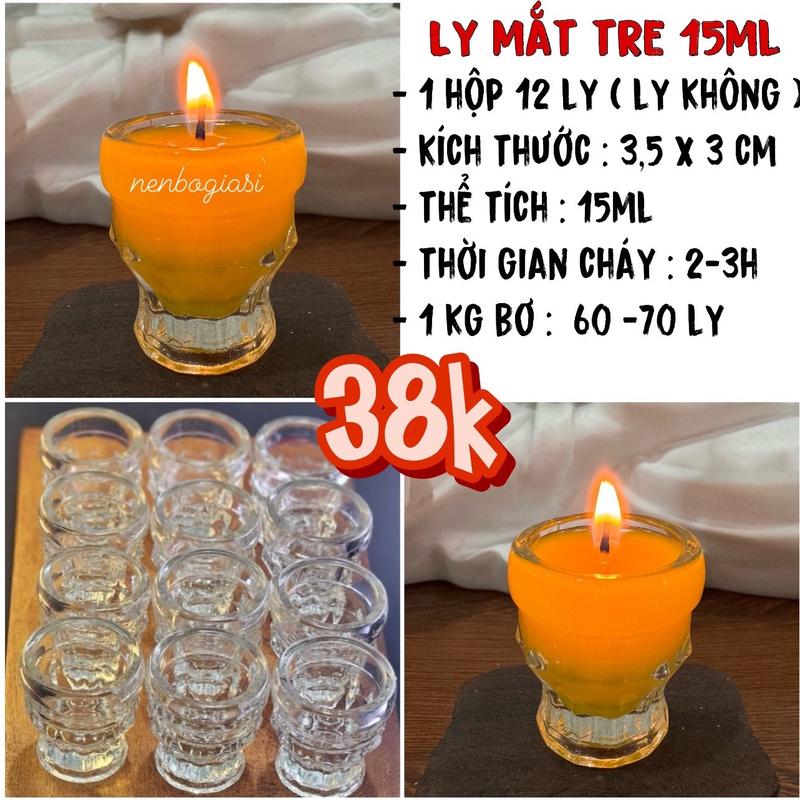 Ly mắt tre làm nến - 1 hộp 12 ly Decor ( ly không ) Nến Thơm Decor Phòng