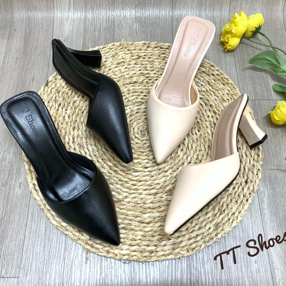 ( form to nên mn không tăng size ạ ) Giày sục 6cm nhọn trơn da mờ cao cấp mũi nhọn TT Shoes sontron5p