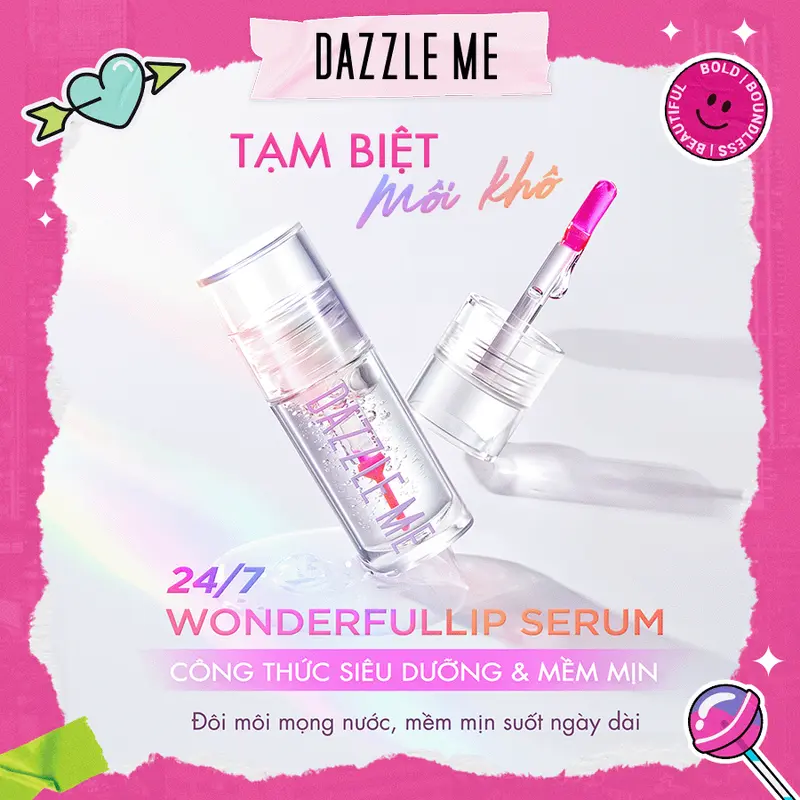 DAZZLE ME Serum Dưỡng Môi Lip Serum 24/7 Dưỡng Ẩm, Làm Mềm Môi Wonderfullip Serum 2.5g Son Nữ Women 2