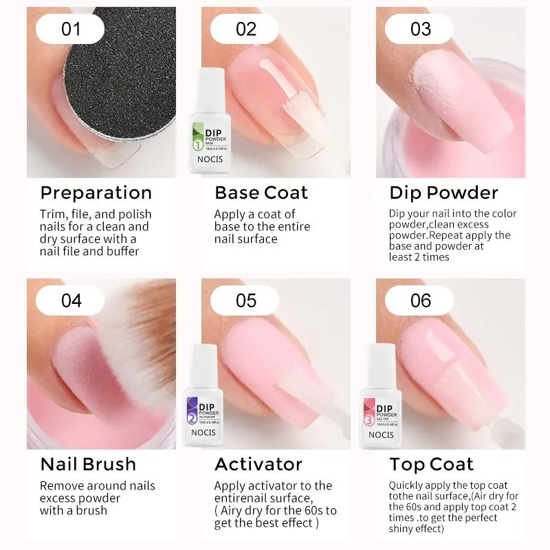 Nail Dip Powder Starter Kit, 11pcs/set Long-lasting Acrylic Nail Art Powder & Functional Gel & Tools, French Nail Art & Nail Polish for DIY Nail Extensions, Christmas Gift 8