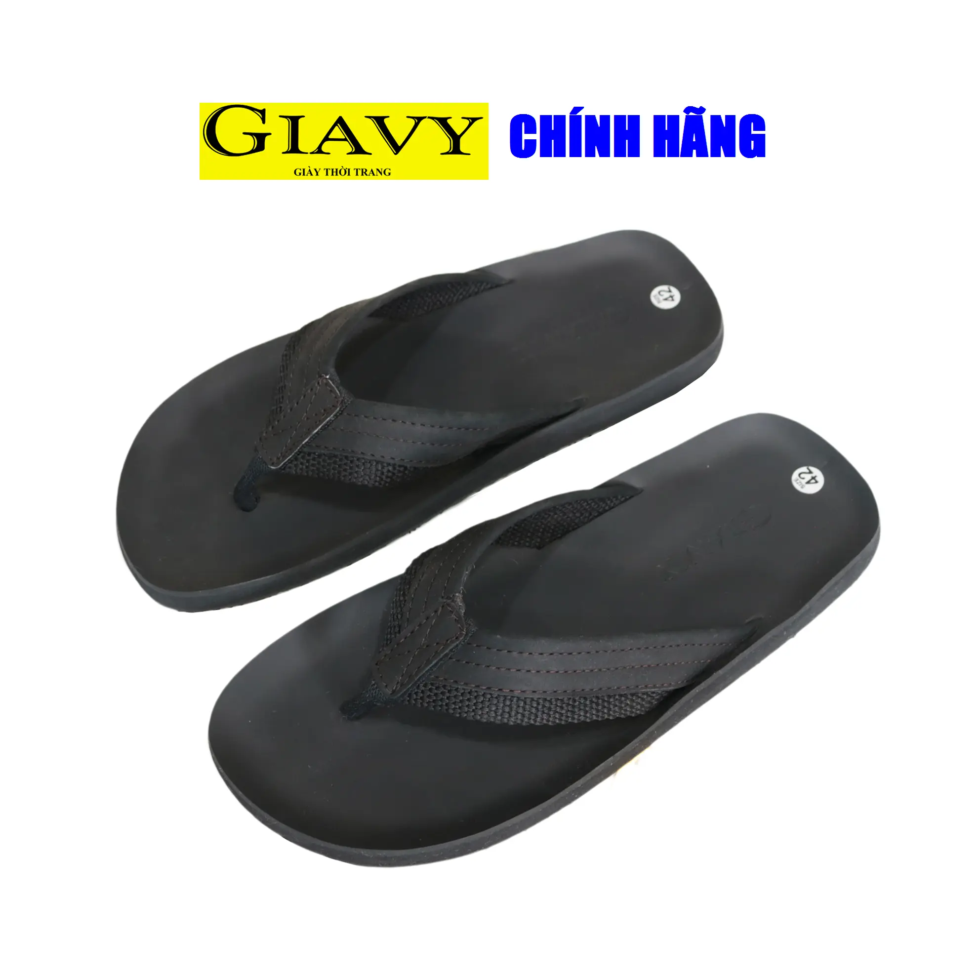 Dép kẹp nam Gia Vy quai da (Giavy ĐẾ CAO SU) Đế Bằng