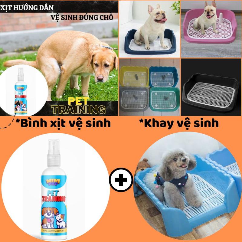 Combo khay vệ sinh cho cún và bình xịt hướng dẫn pet đi vệ sinh đúng chỗ