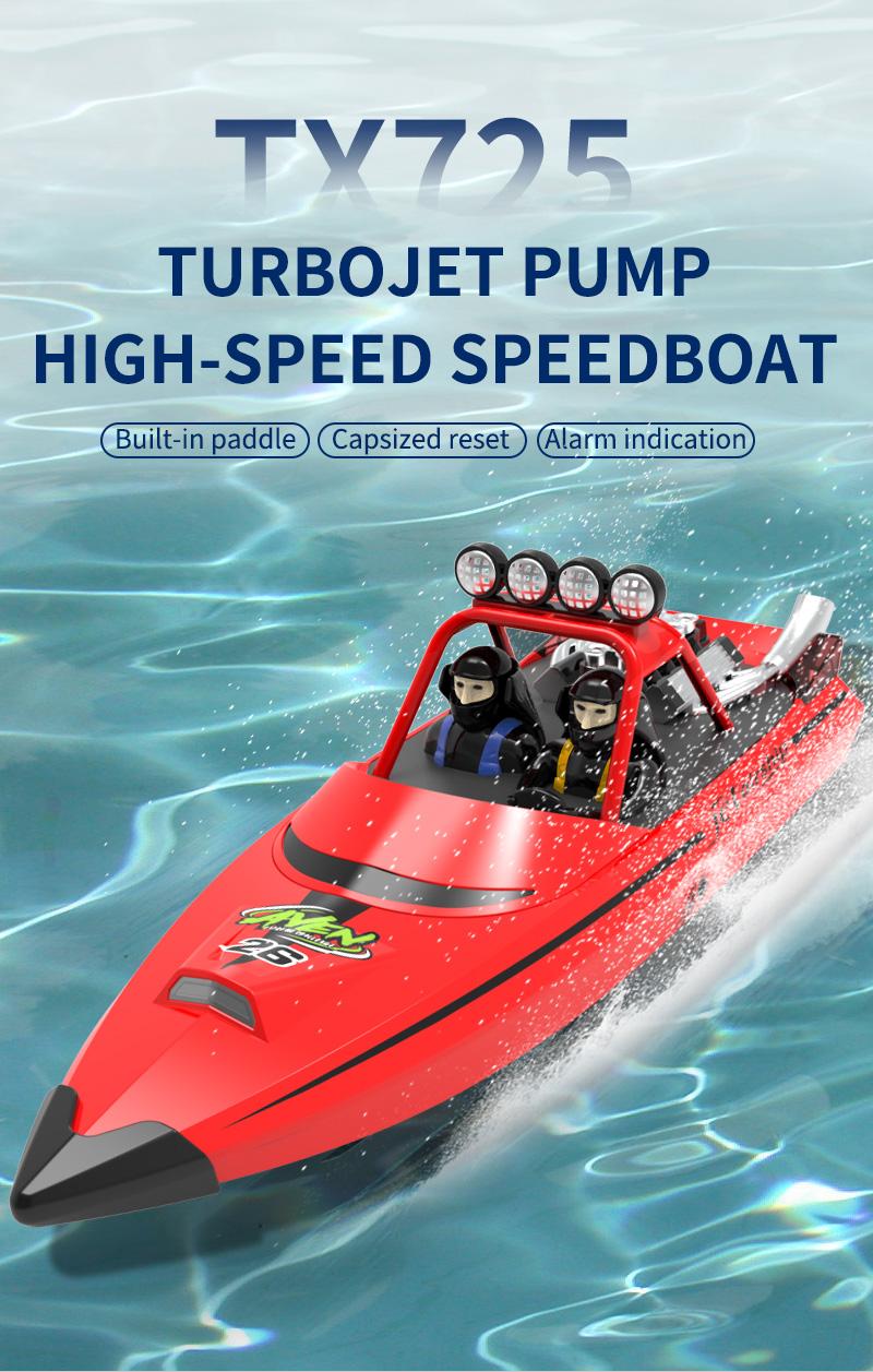 Product Introduction of RC Boat High-speed Remote Control Speedboat High-speed Turbojet Boat Model Children's Water Toy Boat Model Electric Turbojet High-horsepower Waterproof High-speed Remote Control Boat 0