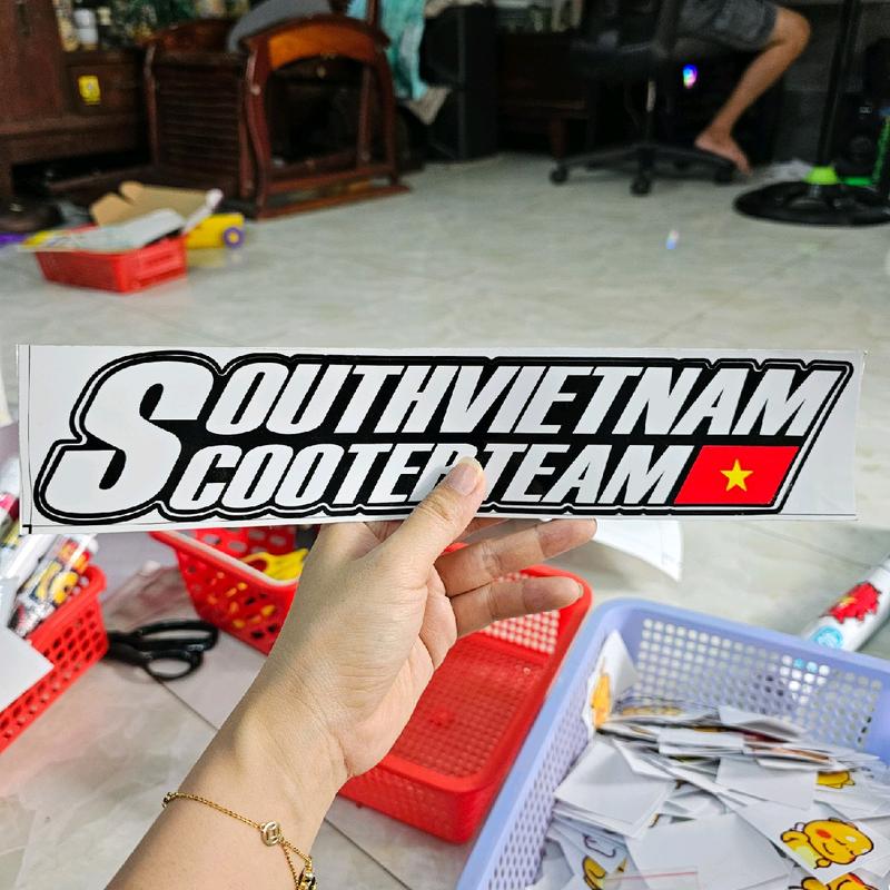  Tem logo chữ south vietnam cooter team in dài 30cm dán trang trí xe máy xe hơi ... 