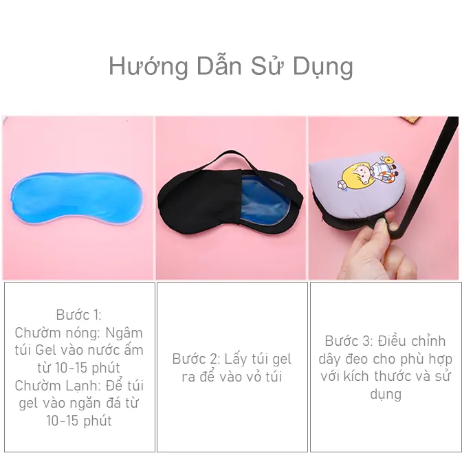 Chườm bịt mắt ngủ chống chói kèm túi gel nóng lạnh họa tiết hoạt hình đáng yêu 5