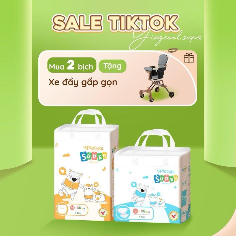 [ Tặng Xe Đẩy Gấp Gọn - Combo 2b ] Bỉm YINGCOOL SUPER Size NB104/S98/MD92/MQ88/L80/XL76/XXL72/XXXL72