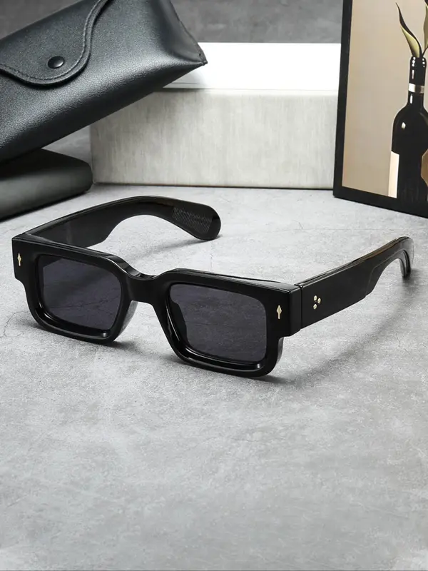 Unisex Vintage Trendy Square Frame Sunglasses, Retro Casual Sunglasses for Everyday Use, Fashion Accessories for Outdoor Activities 0