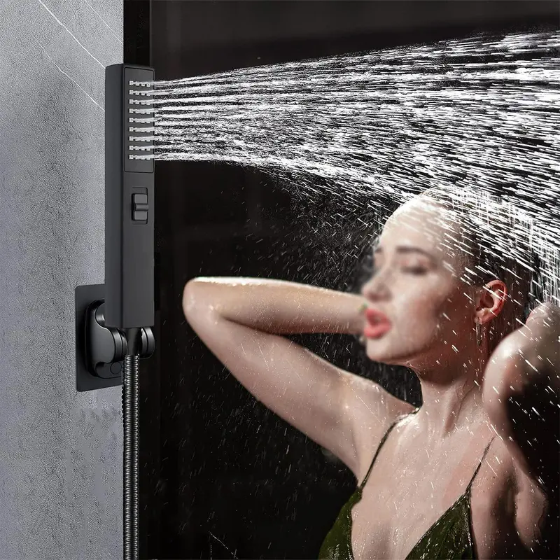 Stainless Steel Shower Head, 1 Set Including Rainfall Shower Head & Handheld Shower Head & Extension Arm & Accessories, Shower Supplies for Bathroom 4