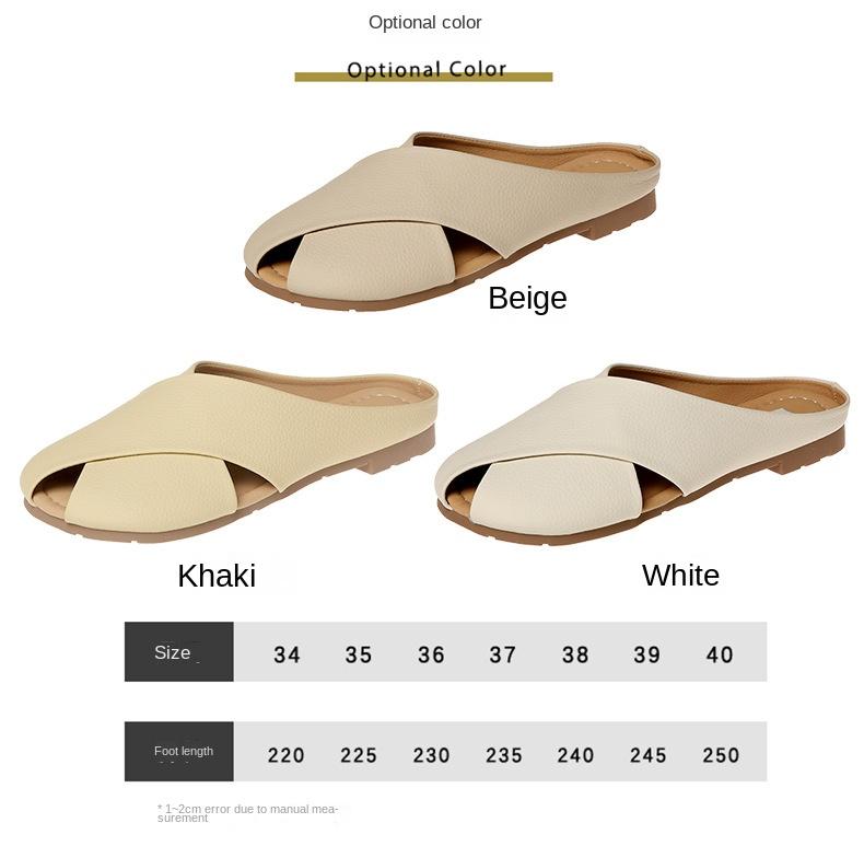 Product Introduction of French Style Closed Toe Slippers for Girls Summer Outdoor Walking Shoes 2024 New Fashion All-Matching Women's Flat Sandals walking shoes footwear girl comfort Parent Knee 3