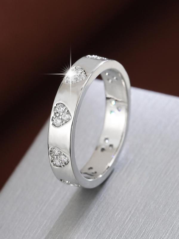Sweet Love Design Artificial Zircon Inlaid Ring, Fashion Accessories for Women for Party, Daily Clothing Decor, Trendy All-match & Exquisite Jewelry for Birthday Gift 4