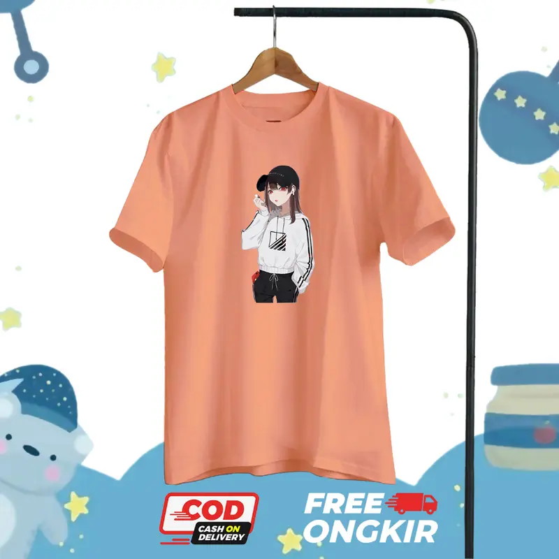 KAOS ANAK PEREMPUAN LENGAN PENDEK OVERSIZE JUMBO USIA 10-13 TAHUN D522 Fashion 1