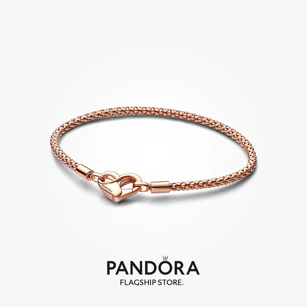 Pandora Moments 14K Rose Gold Plated Studded Chain Bracelet