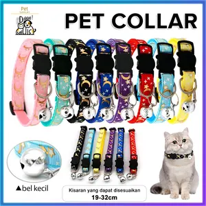 Kalung Kucing Anjing Cetakan bintang Lonceng Pet Cat Collar Aksesori Hewan