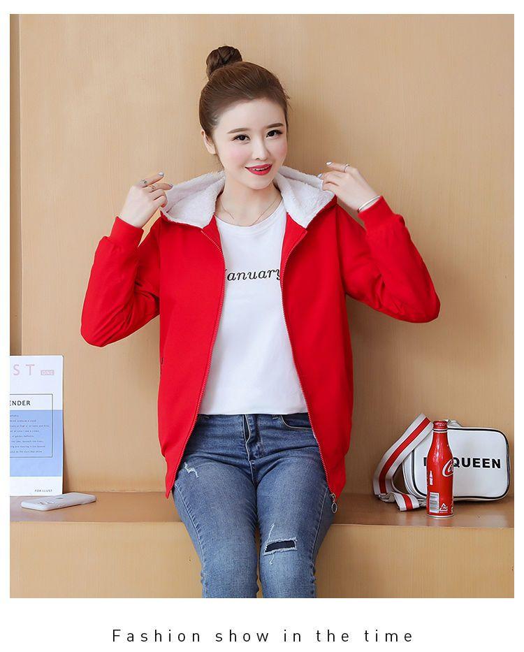 Product Introduction of Áo Khoác Có Mũ Trùm Đầu, Lót Lông Cừu, Dày Dặn, Hàng Mới Về Thu Đông 2020, Áo Khoác Ấm, Dành Cho Nữ, Phong Cách Hàn Quốc, Dáng Rộng Vừa Vặn, Dễ Phối Đồ, Thích Hợp Cho Thể Thao Và Thời Trang 15