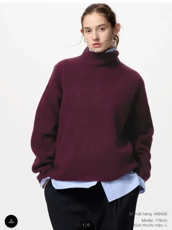 Áo len souffle cổ cao Uni Japan chất liệu mỏng nhẹ không gây ngứa Women Top 0