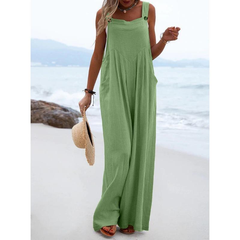 Product Introduction of National style fashion solid color wide-leg jumpsuit with body clothes 4