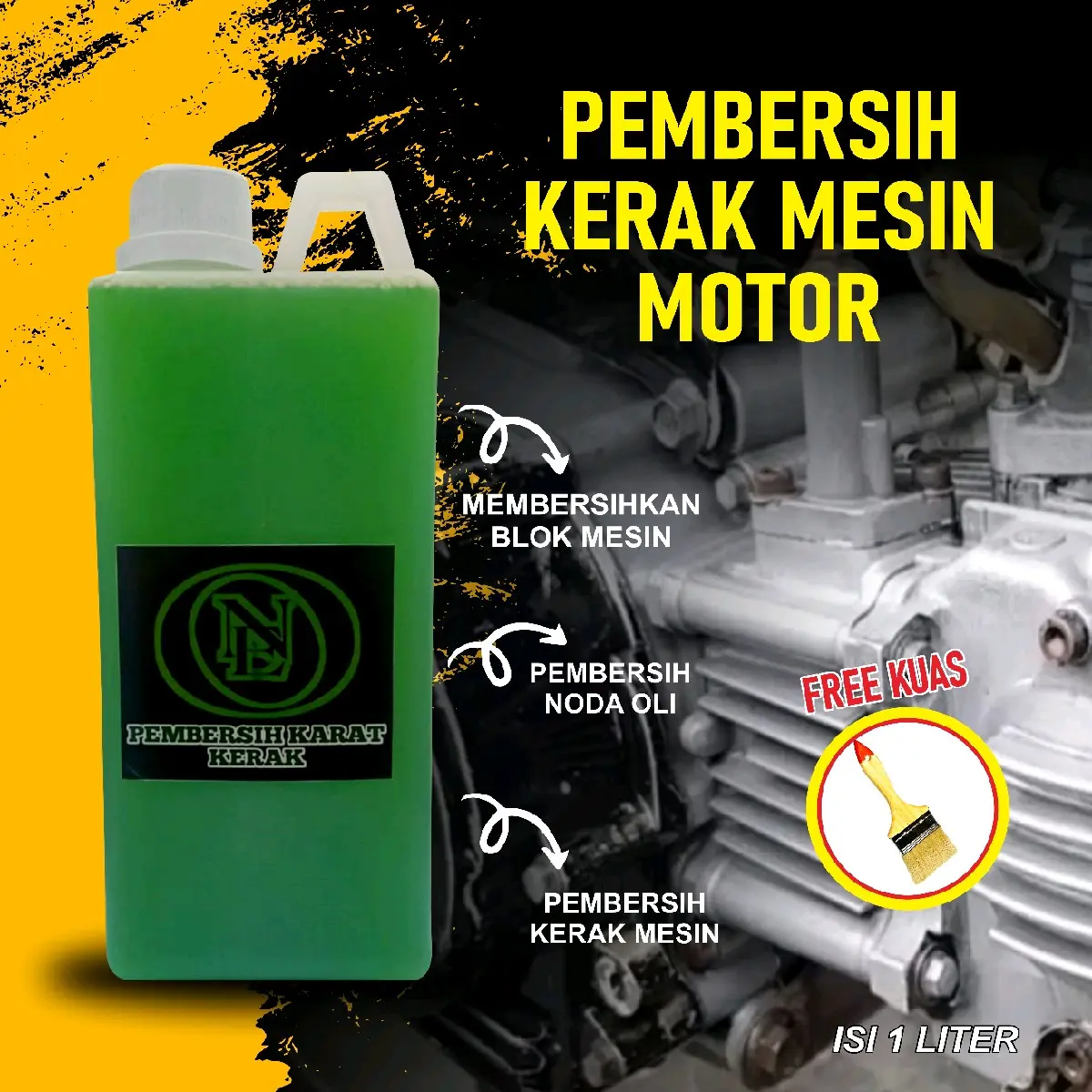 PEMBERSIH KEARAK BESI MESIN MOTOR GRATIS KUAS Car