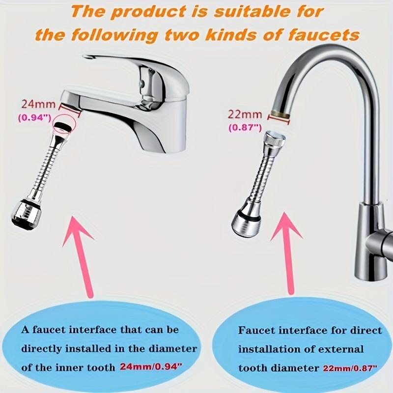 Kitchen Faucet Aerator, Durable Flexible Faucet Extender, Splash Proof Kitchen Sink Tap Aerator for Home Kitchen Bathroom 6