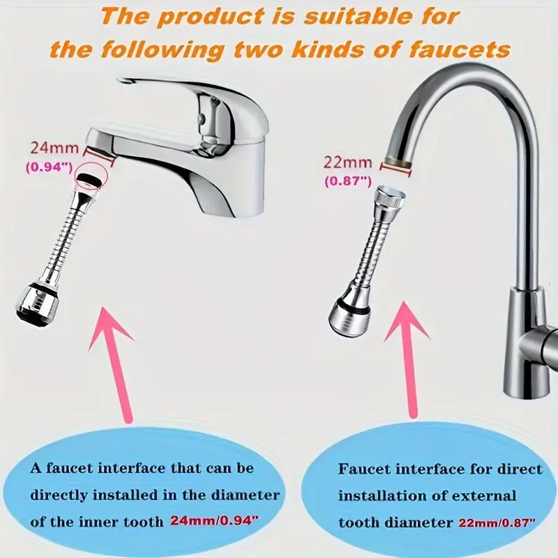 Kitchen Faucet Aerator, Durable Flexible Faucet Extender, Splash Proof Kitchen Sink Tap Aerator for Home Kitchen Bathroom 5