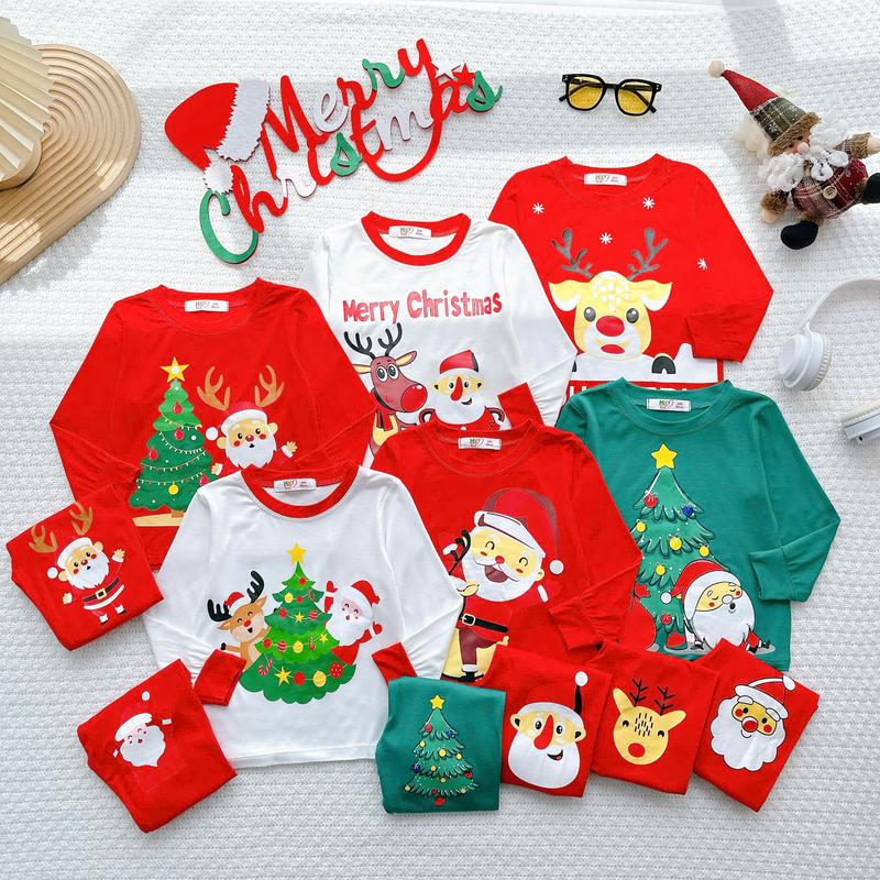 [MK KID] Bộ Quần Áo Dài Tay NOEL Cho Bé Trai Bé Gái 7-30KG Cao Dưới 1m25 , Đồ Giáng Sinh với họa tiết Dễ Thương Chất Thun Lạnh mềm mát