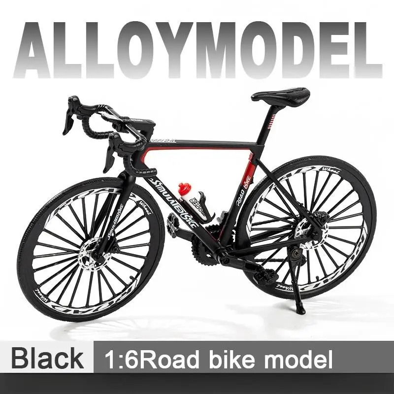 1:6 Scale Road Bike Model, 1 Count Ultra-realistic Metal Road Bike Model, Desktop Simulation Ornament with Wind-powered Push Operation for Home Office Decor 6