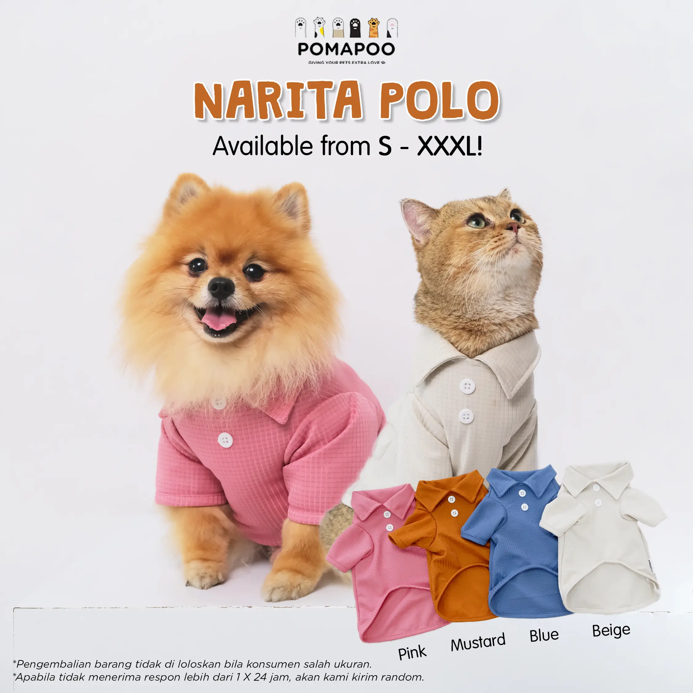 POMAPOO - Baju Kucing dan Baju Anjing Narita Polo