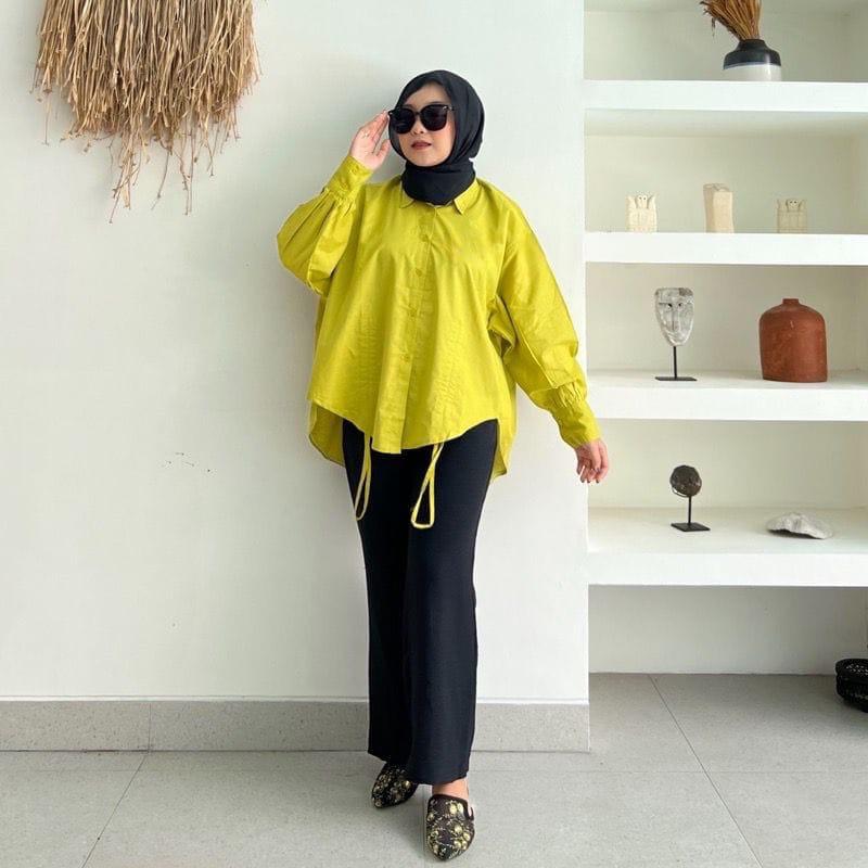 Yuji blouse atau kemeja serut Oversize by jinora Wanita Atasan 3