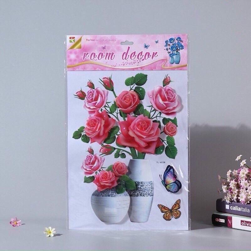 Tranh dán tường hoa nổi 3D sẵn keo dán Decor Decor Phòng Decal 2