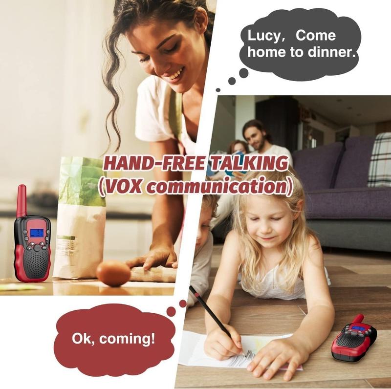 Product Introduction of Kids Walkie Talkies 3-12 Year Old Boys Girls 22 Channels Two Way Radio Toys with Backlit LCD for Outdoor Camping Hiking 4