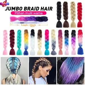 Ready to Wear Jumbo Braid, 24 Inch Ombre Synthetic Braid for Stylish Look | Kepang Sambung Jumbo Siap Pakai, Rambut Sintetis 24 Inch Warna Ombre untuk Gaya Trendi