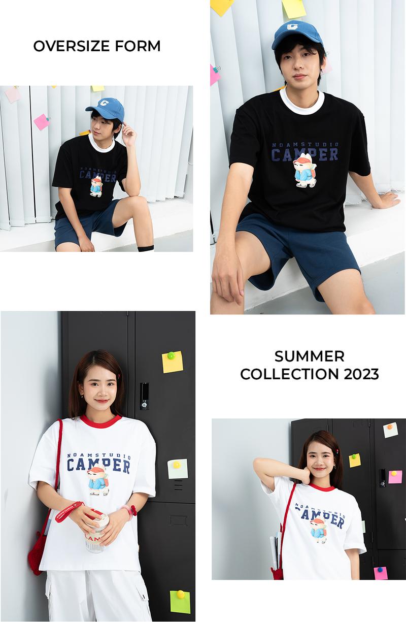Product Introduction of Áo thun Form rộng NOAM Camper Unisex 100% Cotton - Màu đen/trắng 9